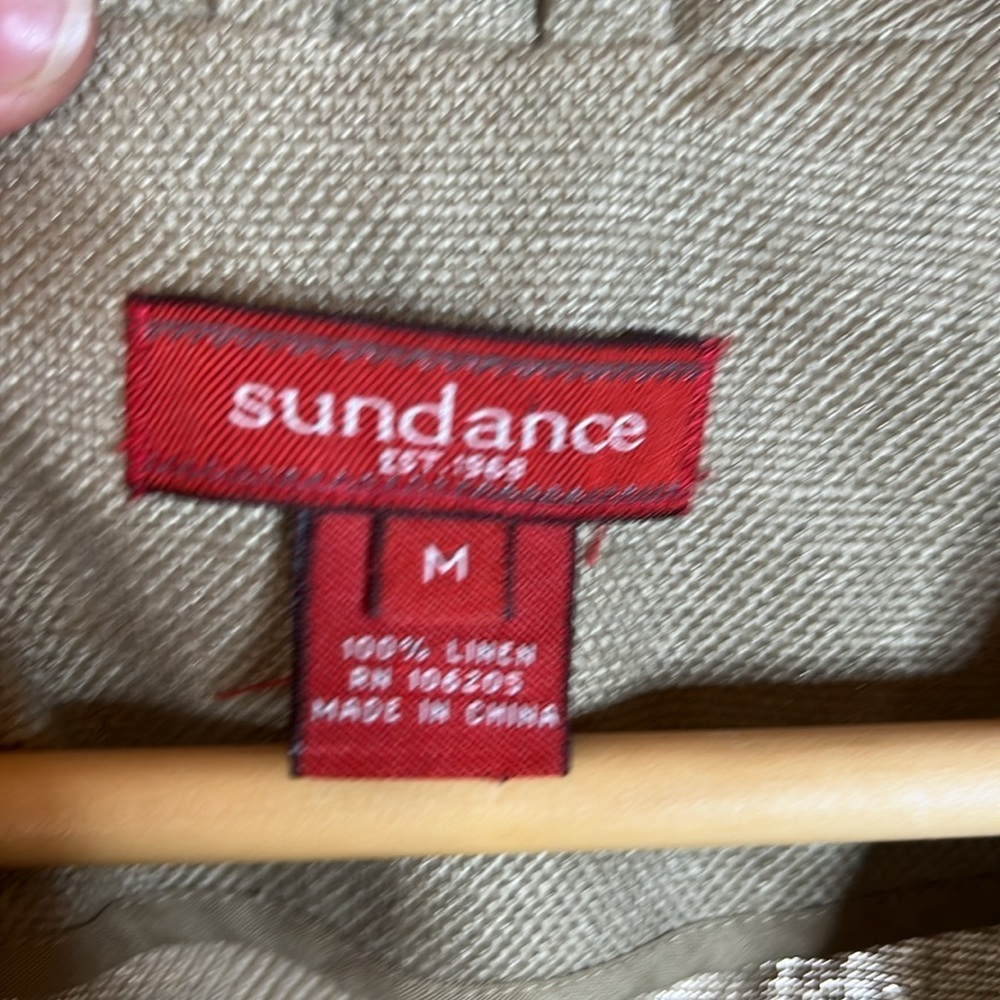 Sundance 100% Linen Duster Coat Khaki Longline Jacket Coastal Capsule Sz Medium - Picture 10 of 12